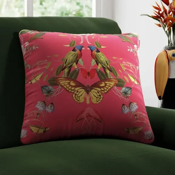 Cushion Cover with Kaleidoscope Print - Magenta