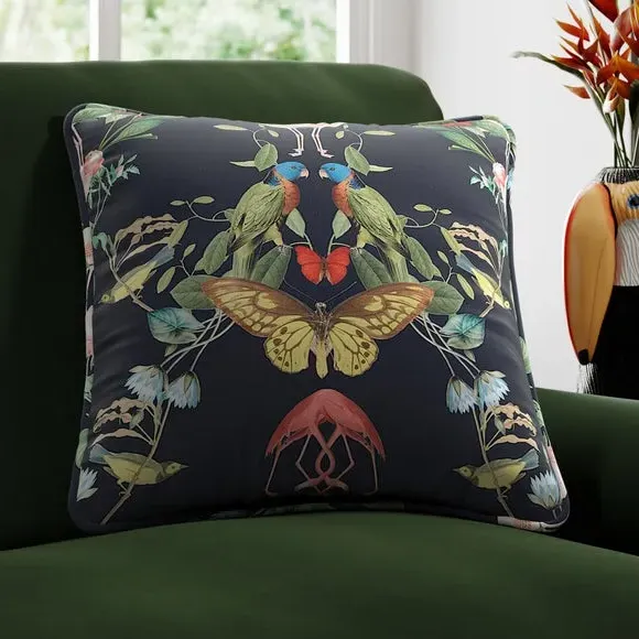 Cushion Cover with Kaleidoscope Print - Navy