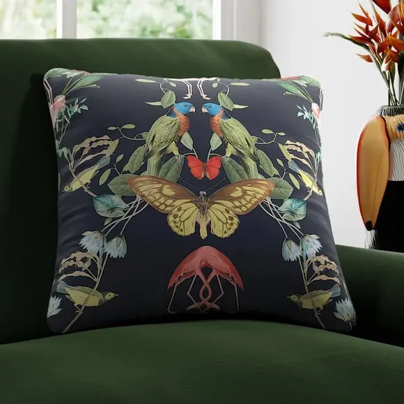 Cushion Cover with Kaleidoscope Print - Navy