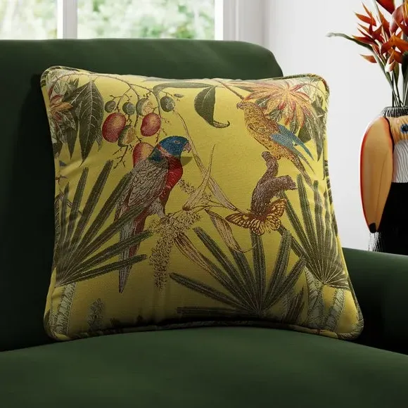 Cushion Cover with Tropical Print - Chartreuse