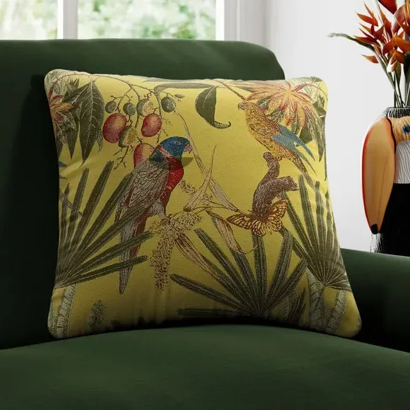 Cushion Cover with Tropical Print - Chartreuse image