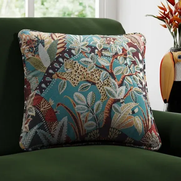 Custom Cushion Cover with Botanical Print - Green