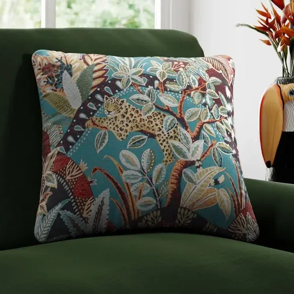 Custom Cushion Cover with Botanical Print - Green