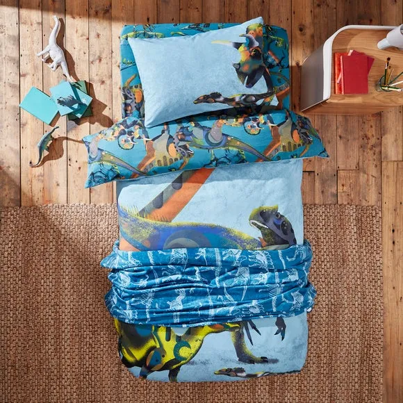 Dinosaur Duvet Cover Set - Blue, Cotton
