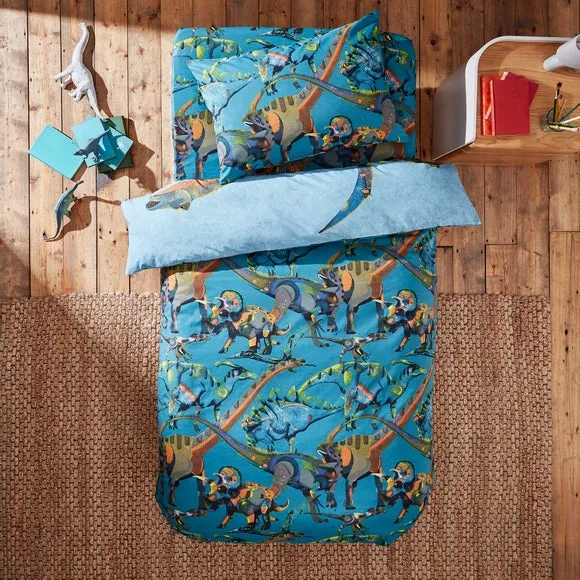 Dinosaur Duvet Cover Set - Blue, Cotton