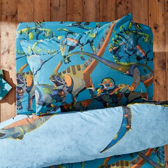 Dinosaur Duvet Cover Set - Blue, Cotton