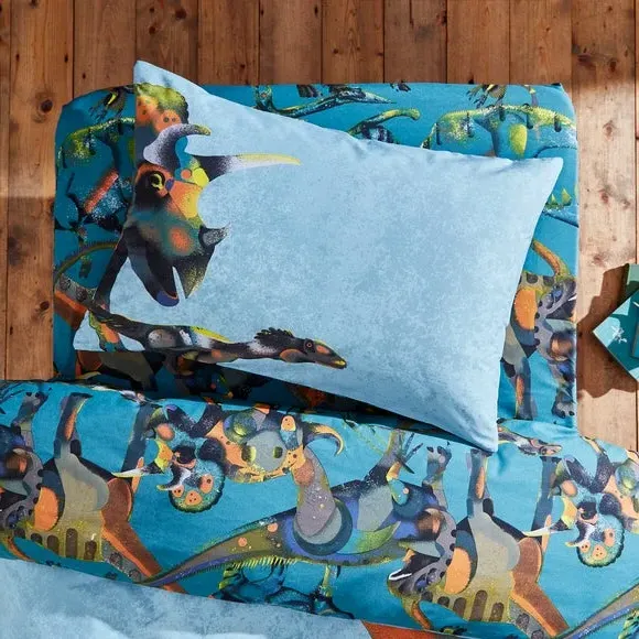 Dinosaur Duvet Cover Set - Blue, Cotton