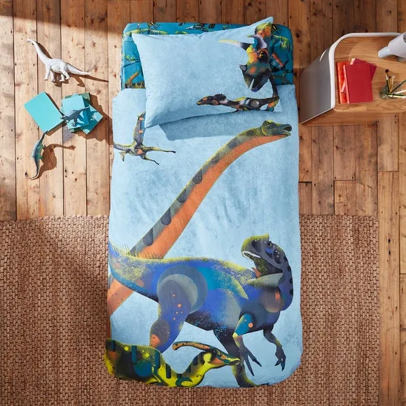 Dinosaur Duvet Cover Set - Blue, Cotton
