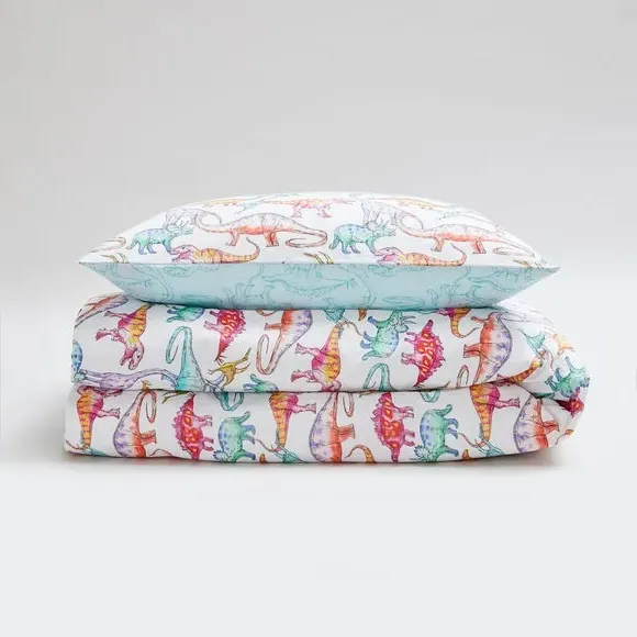 Dinosaur Duvet Cover Set - Natural, Cotton