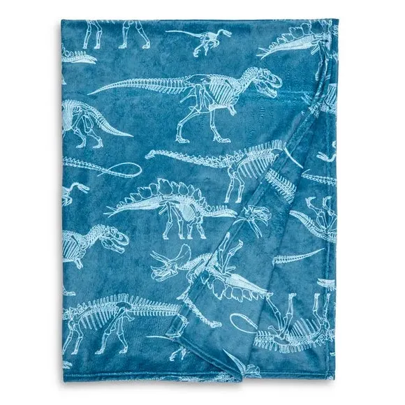Dinosaur Print Blanket - Blue, Soft Material