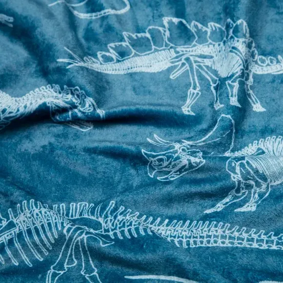 Dinosaur Print Blanket - Blue, Soft Material