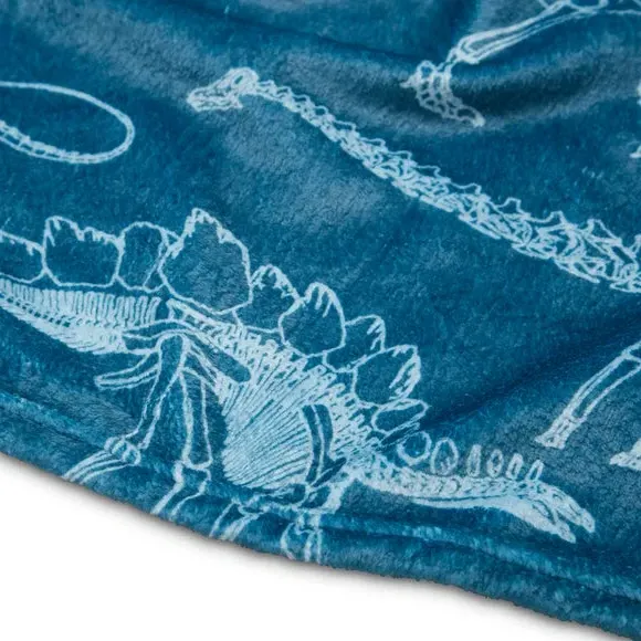 Dinosaur Print Blanket - Blue, Soft Material