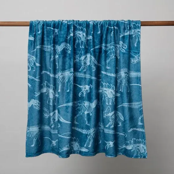 Dinosaur Print Blanket - Blue, Soft Material image