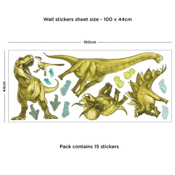 Dinosaur Wall Stickers - Green, Self-Adhesive