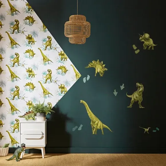 Dinosaur Wall Stickers - Green, Self-Adhesive image