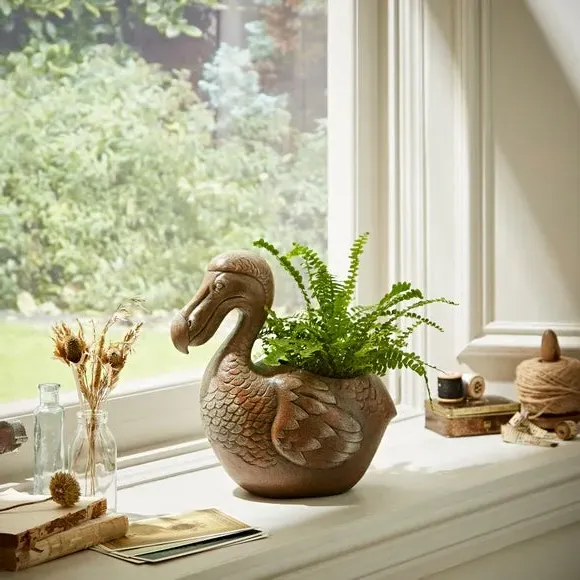 Dodo Plant Pot - Antique Brass, Polyresin