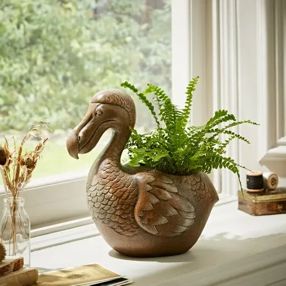 Dodo Plant Pot - Antique Brass, Polyresin