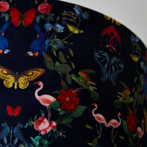 Drum Lamp Shade Kaleidoscope Print - Navy, Velvet