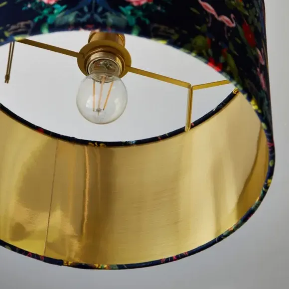 Drum Lamp Shade Kaleidoscope Print - Navy, Velvet