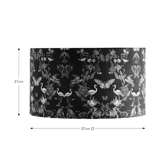 Drum Lamp Shade Kaleidoscope Print - Navy, Velvet