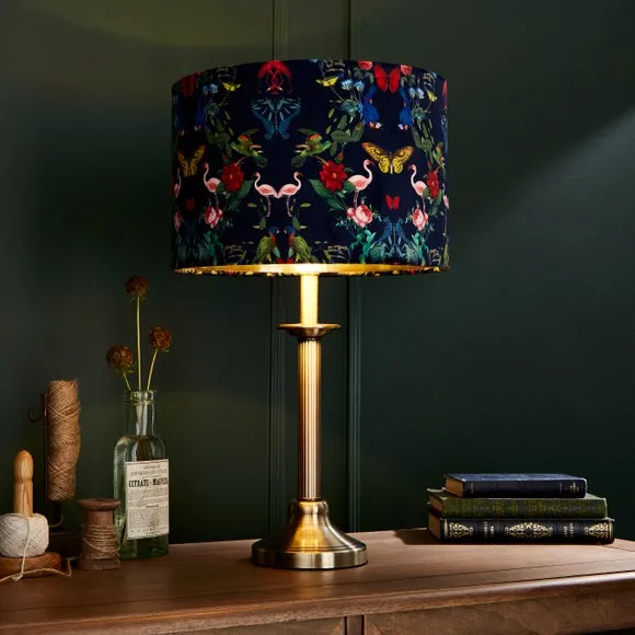Drum Lamp Shade Kaleidoscope Print - Navy, Velvet