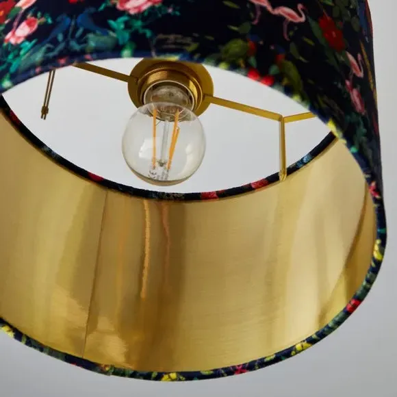 Drum Lamp Shade Kaleidoscope Print - Navy, Velvet