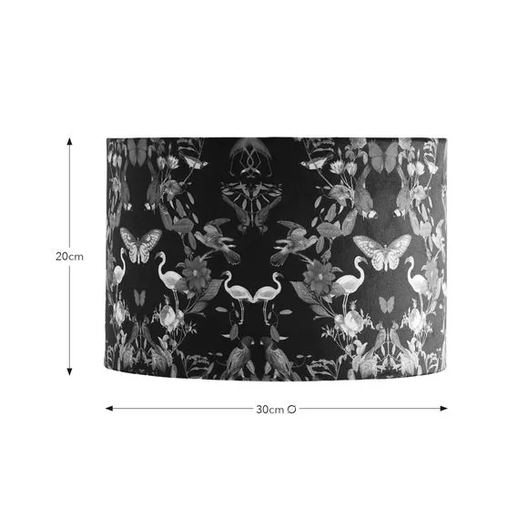 Drum Lamp Shade Kaleidoscope Print - Navy, Velvet