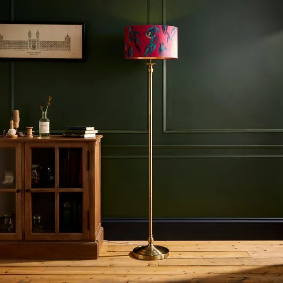 Drum Lamp Shade with Kingfisher Print - Magenta, Velvet