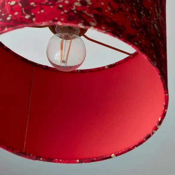 Drum Lamp Shade with Marble Design - Magenta, Velvet