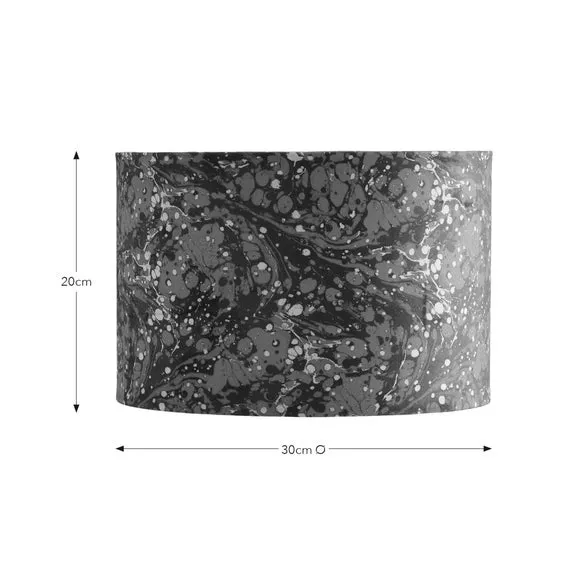 Drum Lamp Shade with Marble Design - Magenta, Velvet