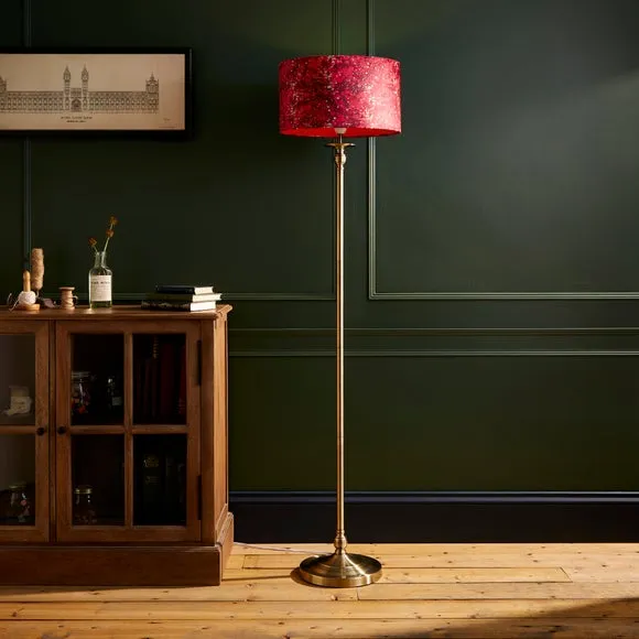 Drum Lamp Shade with Marble Design - Magenta, Velvet