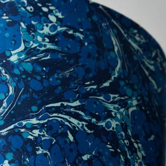 Drum Lamp Shade with Marble Design - Navy, Velvet