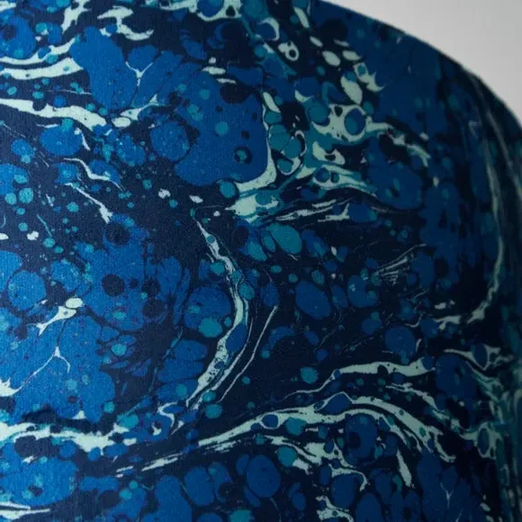 Drum Lamp Shade with Marble Design - Navy, Velvet