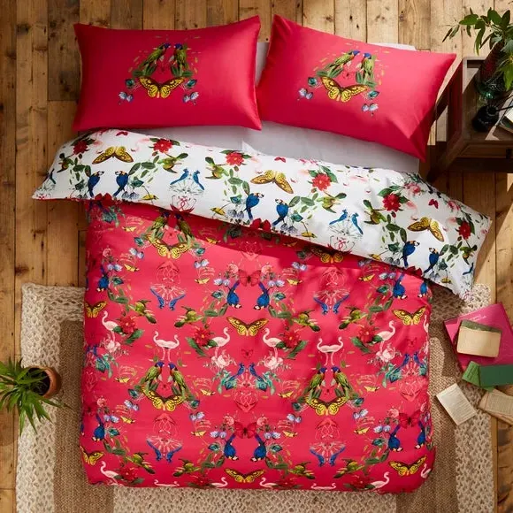 Duvet Cover Set with Pillowcase - Fuchsia, Cotton