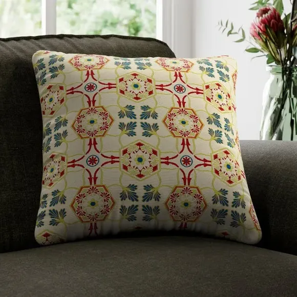 Embroidered Cushion Cover - Red