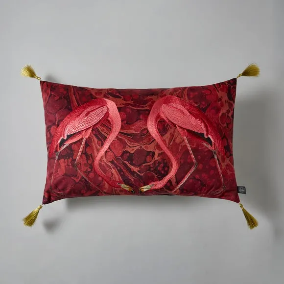 Embroidered Cushion with Zip - Magenta, Polyester