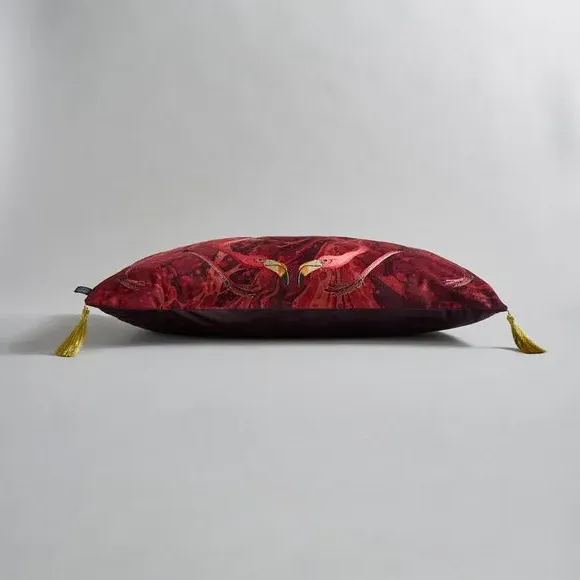 Embroidered Cushion with Zip - Magenta, Polyester