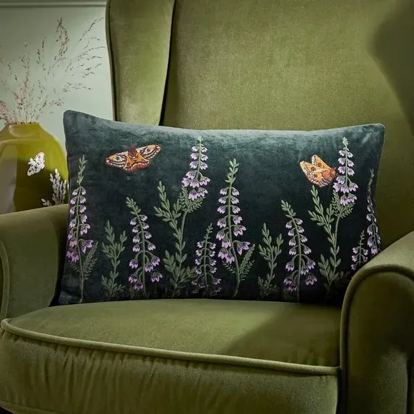 Emperor Moth Cushion - Green, Cotton image