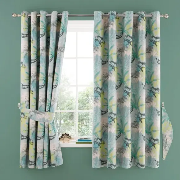 Eyelet Blackout Curtains - Green, Cotton