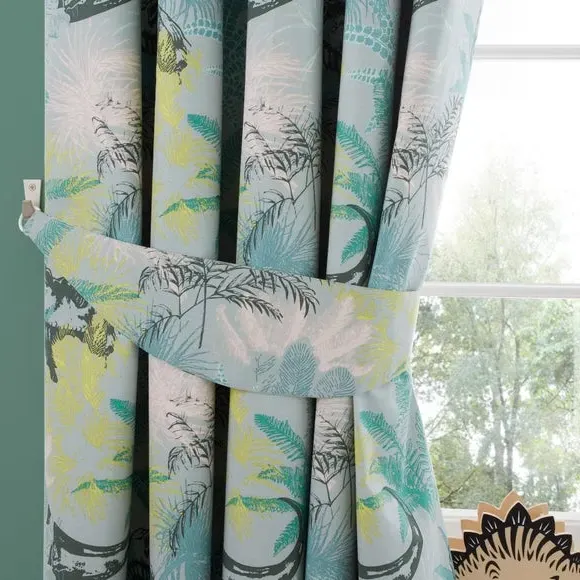 Eyelet Blackout Curtains - Green, Cotton