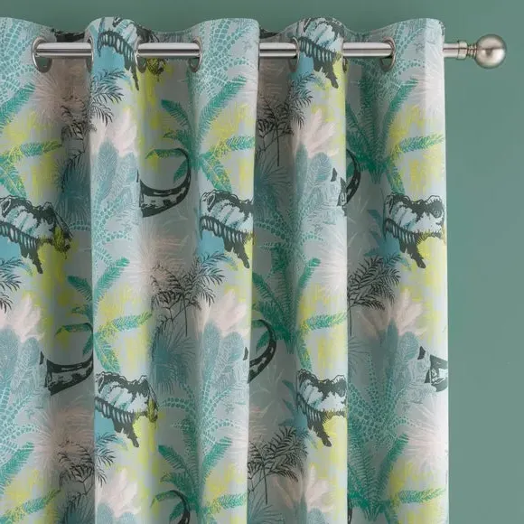 Eyelet Blackout Curtains - Green, Cotton image