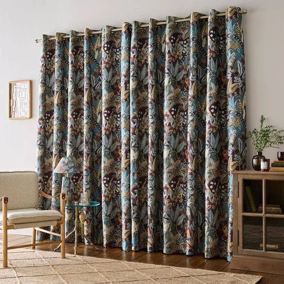 Eyelet Curtains Botanical Print - Multicolor