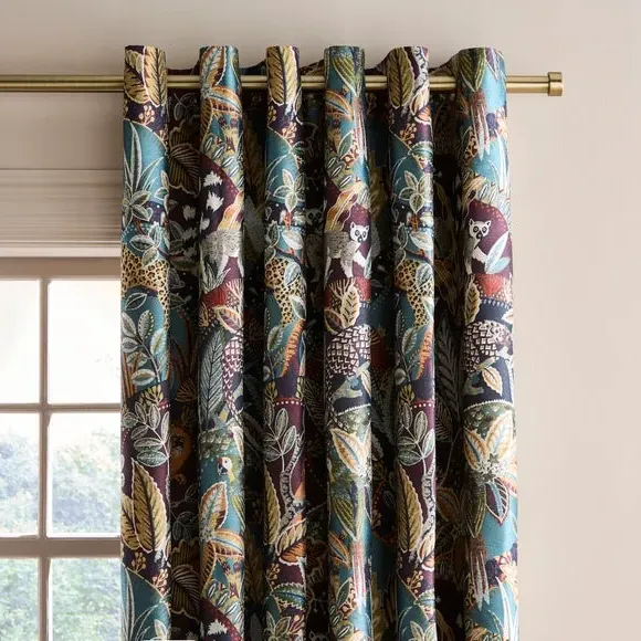 Eyelet Curtains Botanical Print - Multicolor image