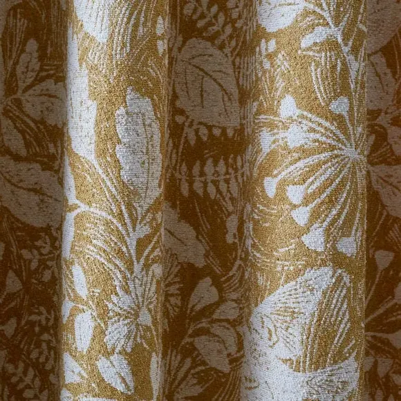 Eyelet Curtains with Bird Design - Ochre, Polyester