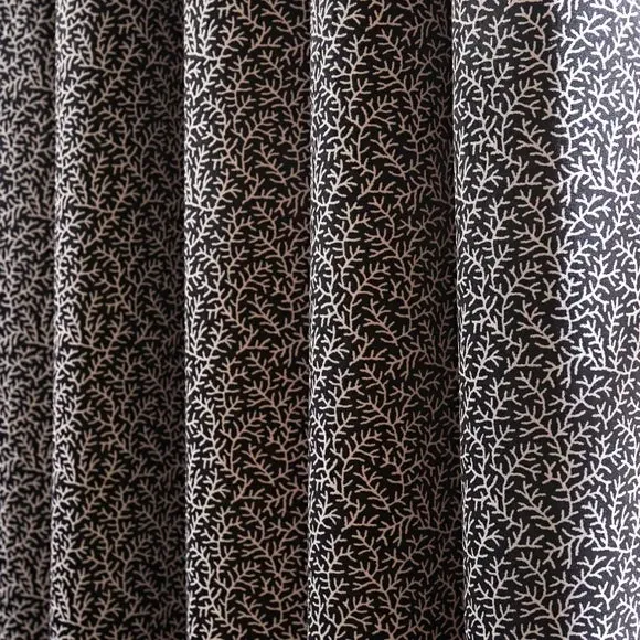 Eyelet Curtains with Coral Print - Multicolor
