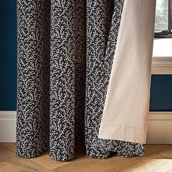 Eyelet Curtains with Coral Print - Multicolor