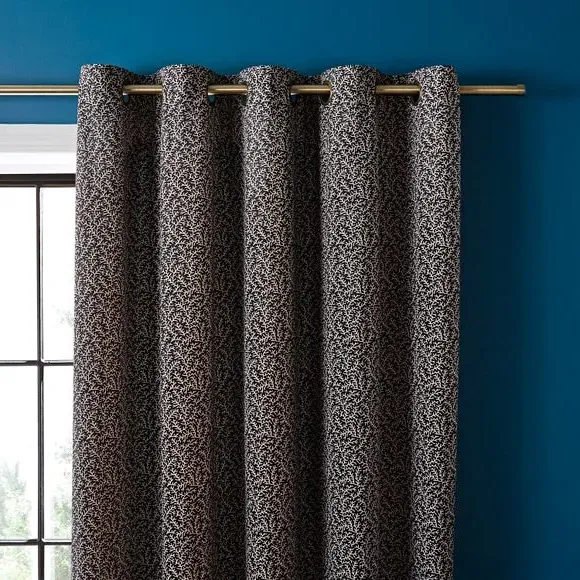 Eyelet Curtains with Coral Print - Multicolor image