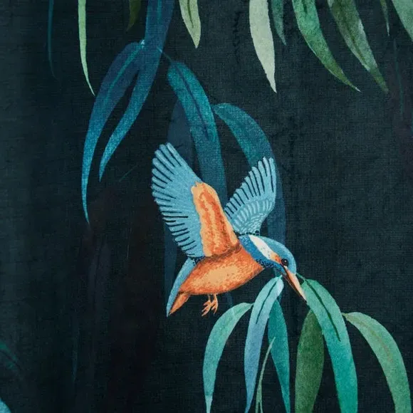 Eyelet Door Curtain Panel - Peacock, Velour