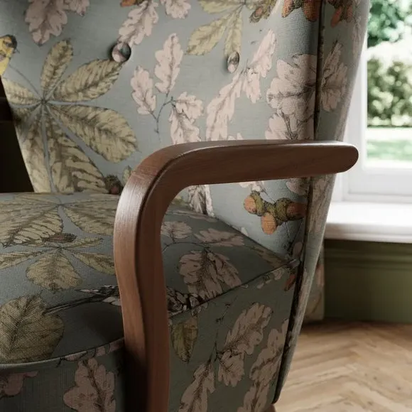 Flatweave Armchair - Arboretum Print, Wood