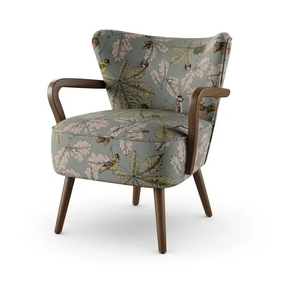 Flatweave Armchair - Arboretum Print, Wood